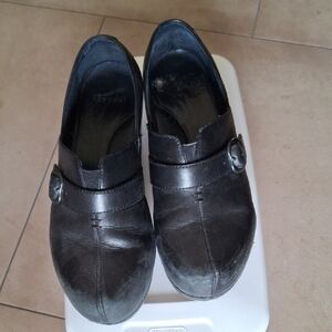 Dansko Women's  Black Leather Slip-On with Buckle Accent Size 39